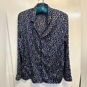 Victoria's Secret Blue and Black Leopard Print 2 piece pajama set, large